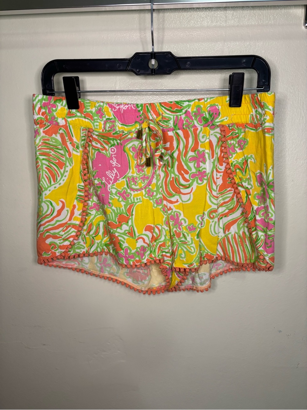 Lilly Pulitzer Target Challis Pom-Pom Shorts Yellow Happy Place Floral Size S